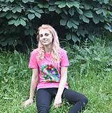 Topy, tričká, tielka - Kvetované bavlnené ružové hippies tričko PEACE veľkosť S - 9546328_