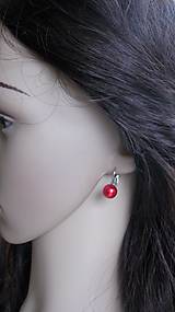 Náušnice - Perly visiace - chirurgická oceľ 10 mm (Červené, č. 2118) - 9545627_