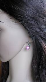 Náušnice - Perly visiace - chirurgická oceľ 10 mm (Ružové farba striebro, č. 2119) - 9545682_