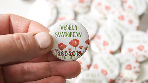 Svadobný odznak, svadobná brošňa, button