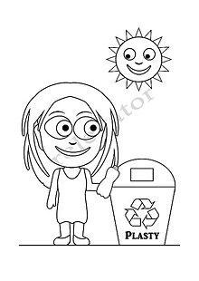 Hračky - Omaľovánky - listy na vytlačenie na tému OCHRANA ŽIVOTNÉHO PROSTREDIA (Dievča recykluje plasty) - 9547689_