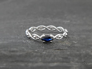 Prstene - 585/1000 zlaty prsteň s prírodným modrým zafírom - 9550156_