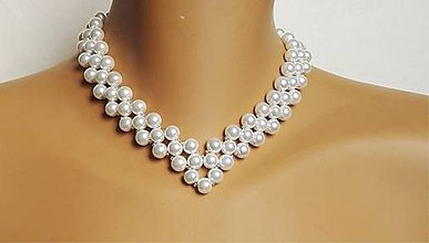 Náramky - Biely náhrdelník 3 - 9550084_