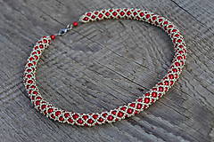Náhrdelníky - náhrdelník červeno - strieborný - 9552698_