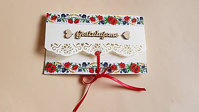 Papiernictvo - folklórna obálka, pohľadnica na peňažný dar mladomanželom - 9553751_