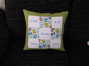 Detský textil - Vankúš s údajmi novorodenca - 9557090_