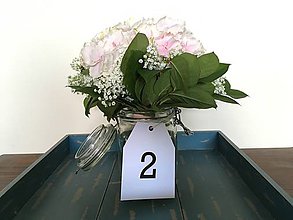 Papiernictvo - Svadobné číslovanie stolov visačky (Biela šnúrka) - 9559355_