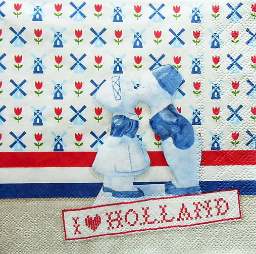 S1210 - Servítky - Holandsko, tulipán, mlyn, porcelán