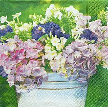 Papier - S1213 - Servítky - kvety, hortenzia, kvetináč, flowers, jar, leto - 9561944_