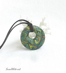 Náhrdelníky - Zelený špirálkový donut (kruh) - 9563163_