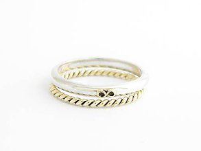 Prstene - sada prsteňov 585/1000  zlatý prsteň s 925/1000 strieborným prsteňom - 9568621_