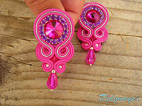 Náušnice - Simple teardrop...soutache (Fuchsia/Silver) - 9569531_