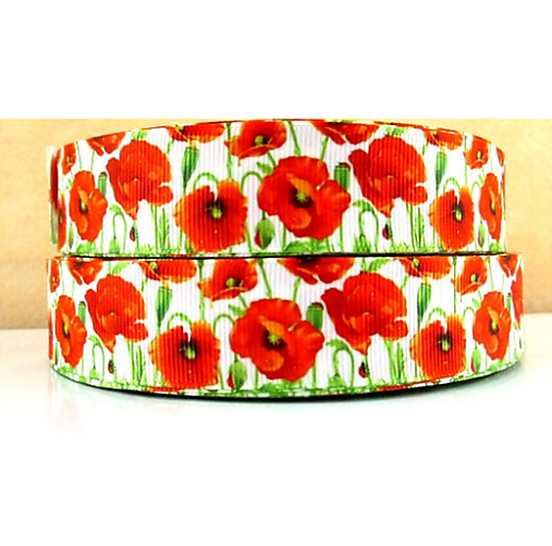 Galantéria - Stuha rypsová- maky- š.25 mm akcia - 9568226_