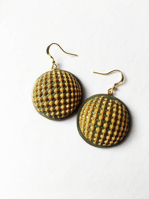 Náušnice - šedozelené s okrom - 9573354_