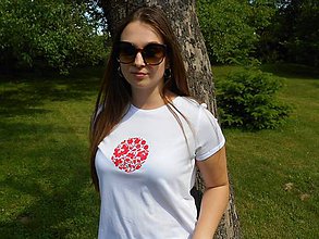 Topy, tričká, tielka - red colors T-shirt in the Slovak garden - 9574016_