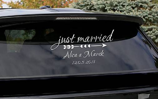 Svadobné nálepky na auto - Just married (Červená)
