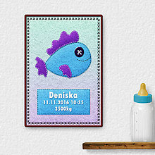 Grafika - Grafika k narodeniu dieťaťa - plstená ryba (5) - 9576569_