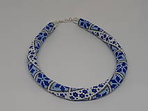 Náhrdelníky - Modrý náhrdelník s kvetinkami - 9581529_