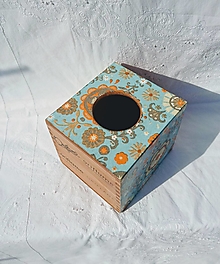Úložné priestory & Organizácia - Box na vreckovky "Blue Flowers" - 9581572_