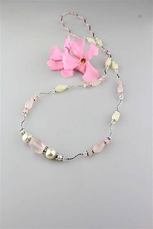 Náhrdelníky - ruženín perly a jadeit náhrdelník luxusný dlhý - 9581253_