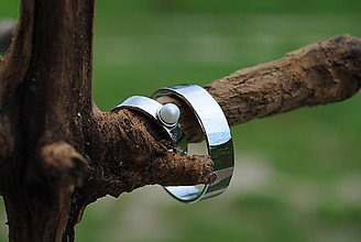 Prstene - Obrúčky tepané s perlou - 9581710_