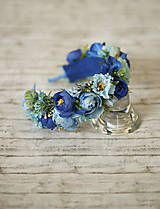 Ozdoby do vlasov - Kvetinová čelenka v modrom - 9584365_