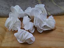 Polotovary - Textilné kvety, filigrán - pár (Biela) - 9584546_