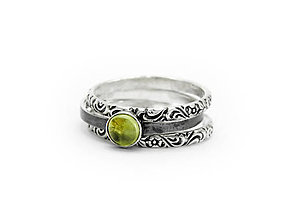 Prstene - 925/1000 sada strieborných prsteňov s olivínom - 9587124_