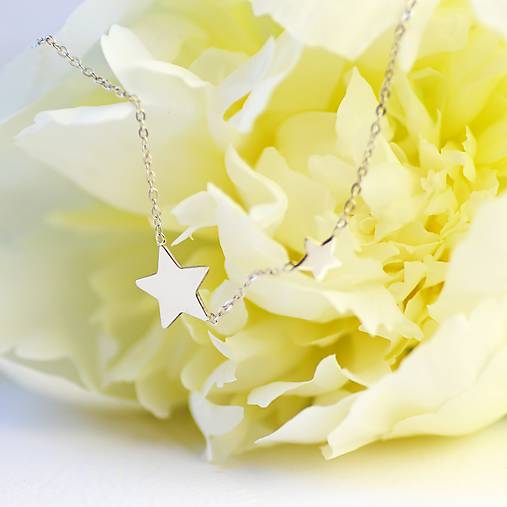 Náhrdelníky - Strieborná retiazka s hviezdičkami pre nemcova.danka - 9585854_