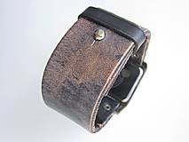 Náramky - Čierny kožený remienok s hodinkami NATURAL - 9587485_