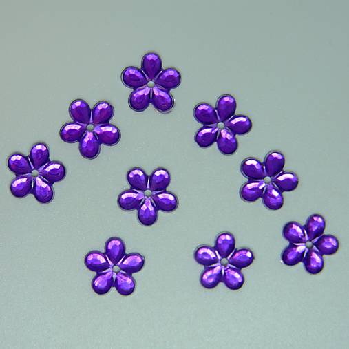 Iný materiál - 12mm Našívacie kamienky kvietky(20ks) (tmavofialové) - 9587519_