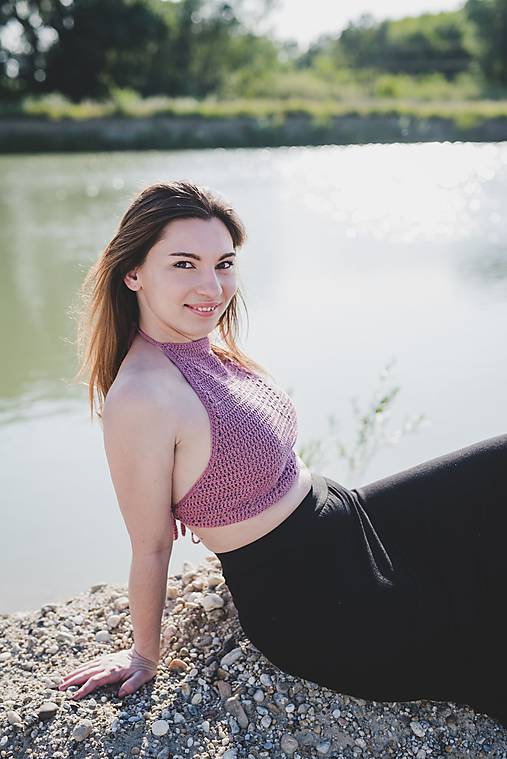 Topy, tričká, tielka - Letný top fialovej farby - 9590267_