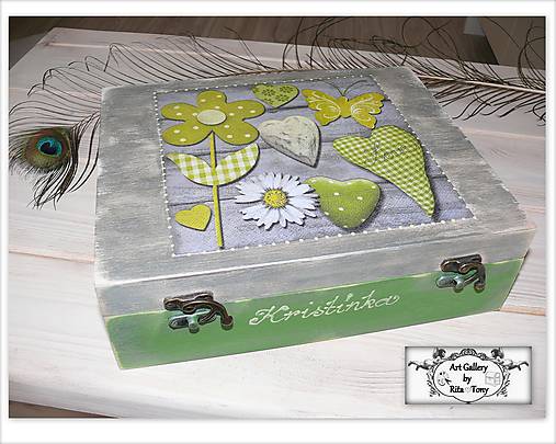 Úložné priestory & Organizácia - Krabička "Green flowers" :) - 9589675_