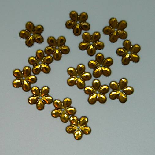  - Našívacie kamienky kvietky(20ks) (zlatožlté 12mm) - 9597126_