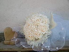 Dekorácie - svadobná kytica: z ruží ako vanilka - 9599301_