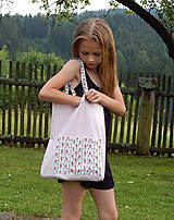 Detská nákupná taška - Ružová s domčekmi