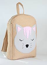 Detské tašky - RUKSAK s mačičkou, hnedo - sivý, od 2,5r. - 9601078_