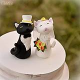 Dekorácie - Svadobné mačičky - figúrky na svadobnú tortu - 9602380_