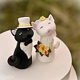Dekorácie - Svadobné mačičky - figúrky na svadobnú tortu - 9602382_