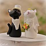 Dekorácie - Svadobné mačičky - figúrky na svadobnú tortu - 9602383_