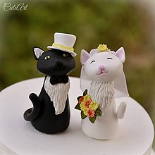 Dekorácie - Svadobné mačičky - figúrky na svadobnú tortu - 9602384_