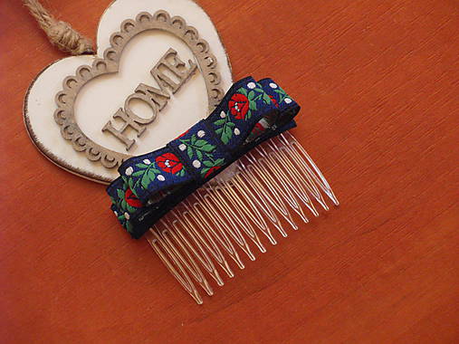 Ozdoby do vlasov - Folklórny modrý hrebienok - 9600235_