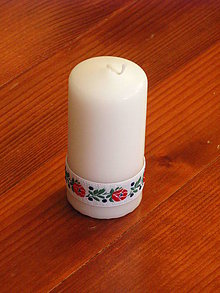 Svietidlá a sviečky - Folklorna biela sviečka 10cm - 9600269_