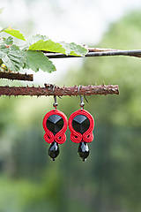 Červeno-čierne náušnice - soutache earring