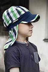 Detské čiapky - Kockovaná šiltovka s plachtičkou proti slnku - 9605581_