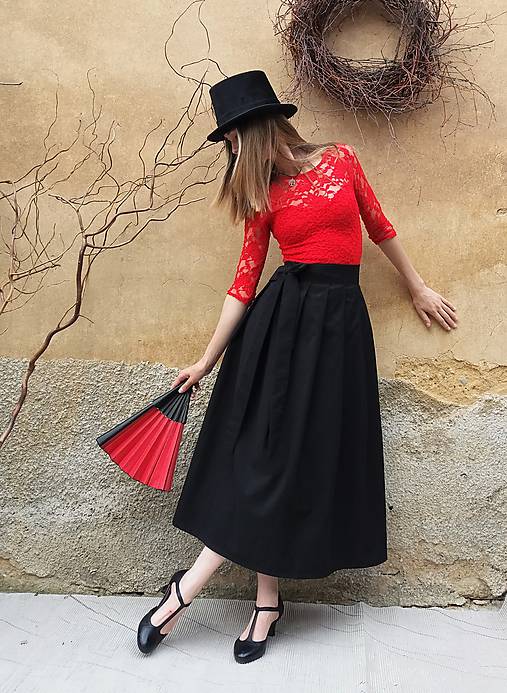 Sukne -  ELEGANTNÍ DLOUHÁ SUKNĚ - ČERNÁ - 9608592_