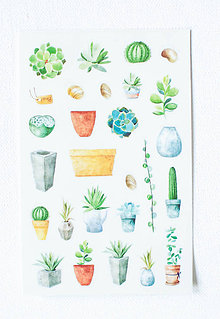 Papier - Kaktus set - nálepky  (Pán Kvetináčik) - 9608469_