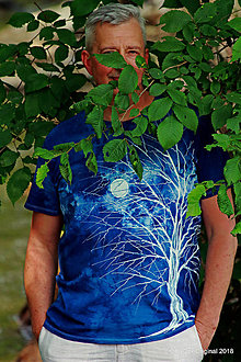 Pánske oblečenie - Pánske tričko batikované, maľované SVÄTOJÁNSKA NOC - 9609410_