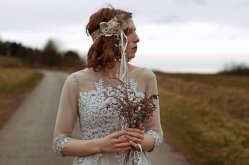 Kvetinová retro čelenka na čipke "swingové večery"