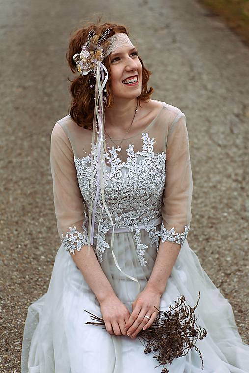 Kvetinová retro čelenka na čipke "swingové večery"